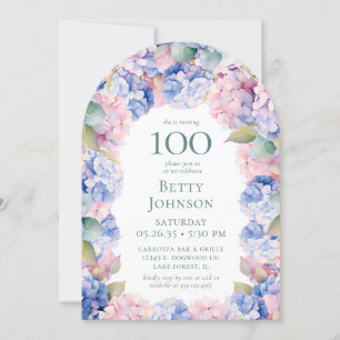Invitation Hydrangeas fête du 100e anniversaire