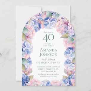 Invitation Hydrangeas fête du 40e anniversaire