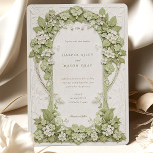 Invitation Hydrangeas Mariage Art Nouveau