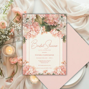 Invitation Hydrangeas Pêche Aquarelle Moderne Mariage