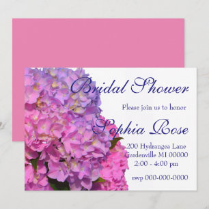 Invitation Hydrangeas Rose Bleu fleurs roses élégantes violet