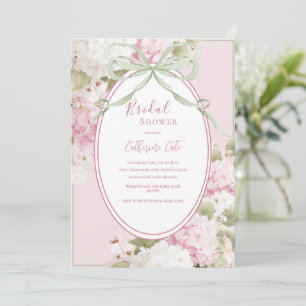 Invitation Hydrangeas Roses Blancs Vert Sauge Baby Shower