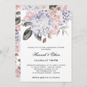 Invitation Hydrangeas Vintages  Dîner de répétition