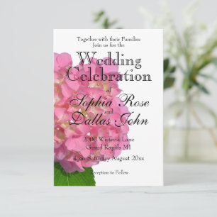 Invitation Hydrangée rose rose fleur rose
