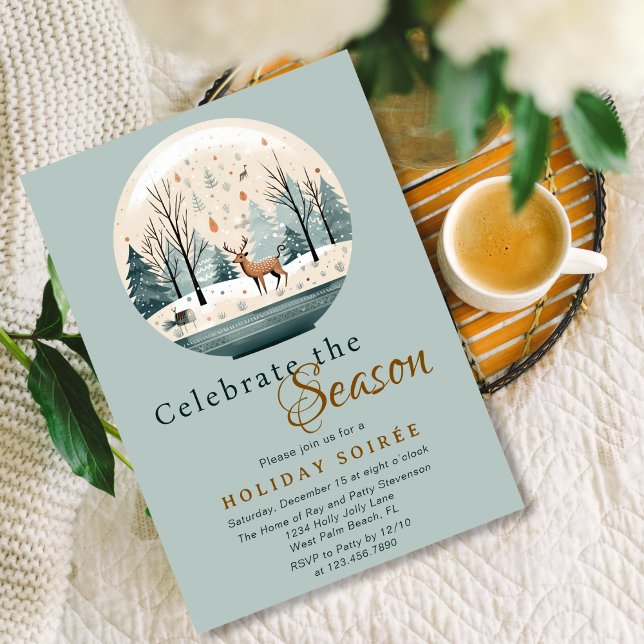 Invitation Hygat scandinave Woodland Deer Holiday Soiree (Créateur téléchargé)