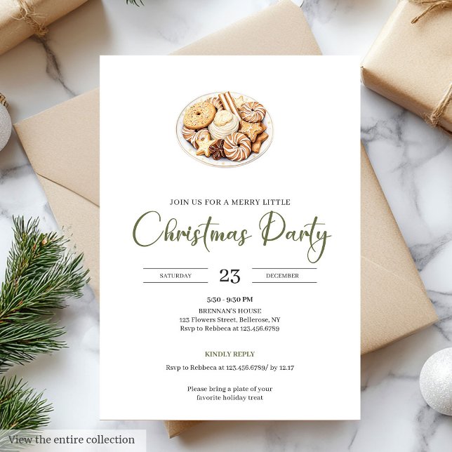 Invitation Hygge Style Olive Green Minimalist Christmas Party (Hygge Style Olive Green Minimalist Christmas Party

)