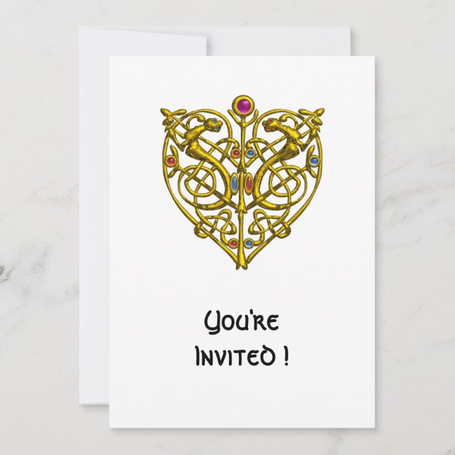 Invitation HYPER VALENTINE/ NŒUD CELTIQUE OR CŒUR Blanc (Devant)