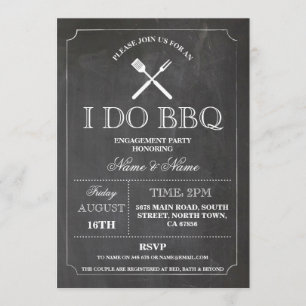 Invitation I DO BBBQ Chalk Rustic Engagement Party