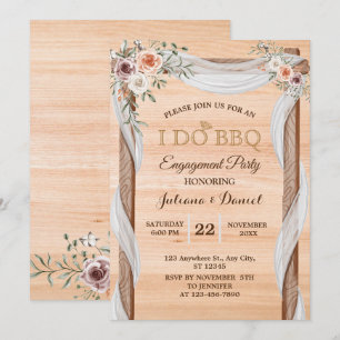 Invitation I DO BBBQ Engagement Party Modern Wood Floral