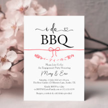 I Do BBQ Engagement Party Minimal Red Bow Japonais