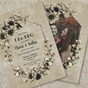 Invitation I Do BBQ Vintage Sunflower Photo Party