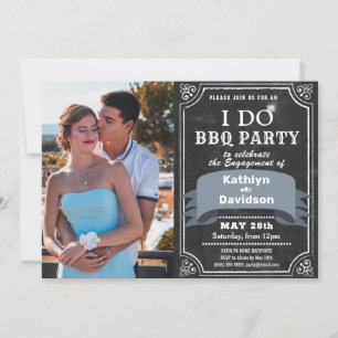 Invitation I DO Fiançailles 4 photo Black Chalkboard BBQ Part