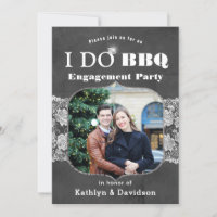I DO Fiançailles Photo Elegant Lace Chalkboard BBQ