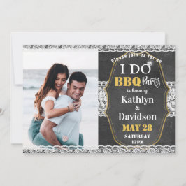 Invitation I DO Fiançailles Photo Elegant Lace Chalkboard BBQ