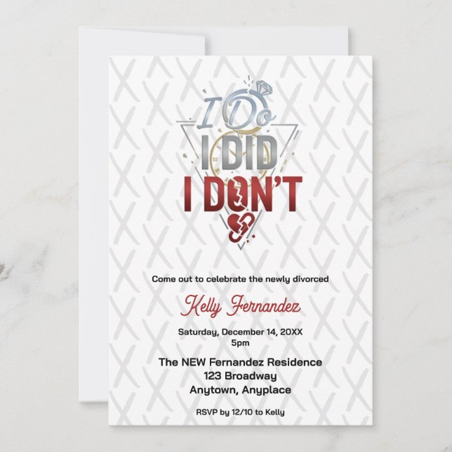 Invitation I Do, I Did, I Don't Divorce Party (Devant)