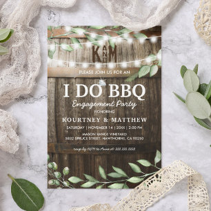 Invitation I FAIRE BBQ Rustic Engagement Parti Vert
