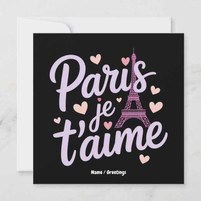 Invitation I Love Paris Je t'aime Tour Eiffel France T-shirt (Devant)
