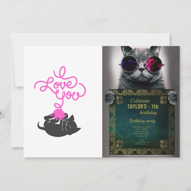 Invitation I love you - ball of wool - choose back color (Devant)