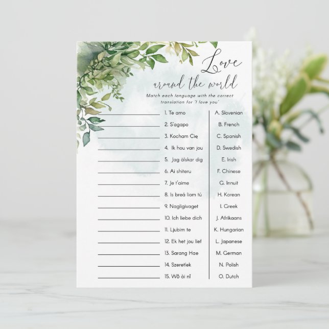 Invitation 'I Love You' dans le monde jeu de baby shower (Debout devant)