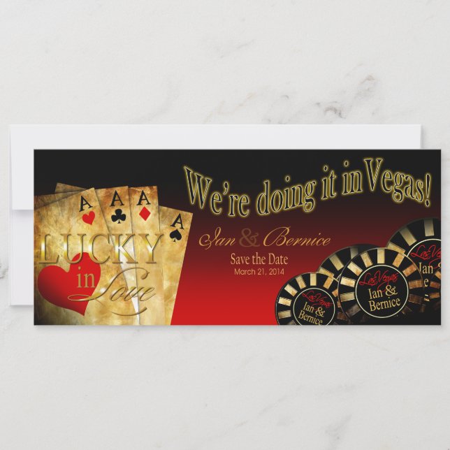 Invitation Ian & Bernice Las Vegas Deluxe Rouge Noir Or (Devant)