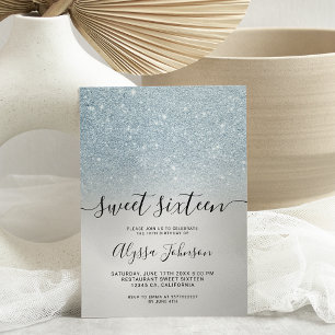 Invitation Ice bleu argent parties scintillant holographique 