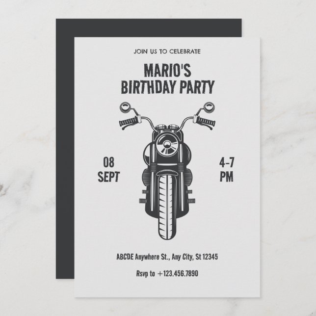 Invitation icône de moto vintage (Devant / Derrière)