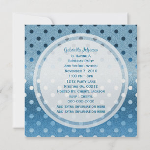 Invitation Icy Blue Sparkle : Polka-dots :Invitation de la fê