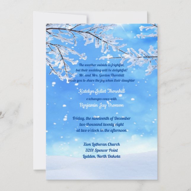 Invitation Icy Branches Winter Wonderland Mariage (Devant)