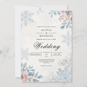Invitation Icy Petal Winter Floral Mariage