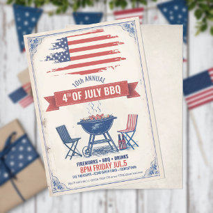 Invitation ID barbecue 4 juillet vintage 1105