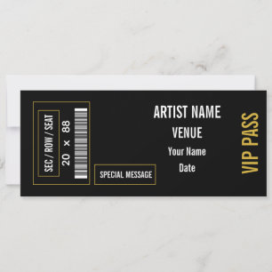 Invitation Idée de cadeau de billet de concert personnalisé D