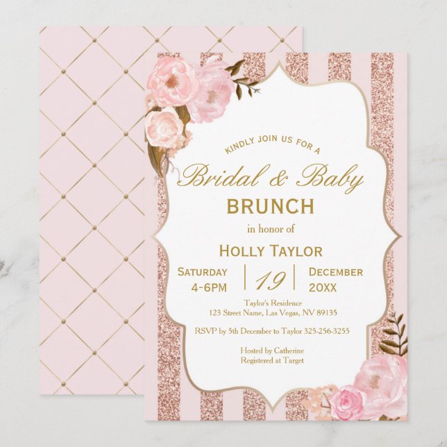 Invitation Idées combinées de Baby shower et de Fête des mari (Devant / Derrière)