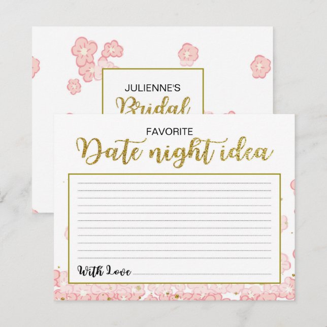 Invitation Idées de la nuit | Parties scintillant rose et or  (Devant / Derrière)