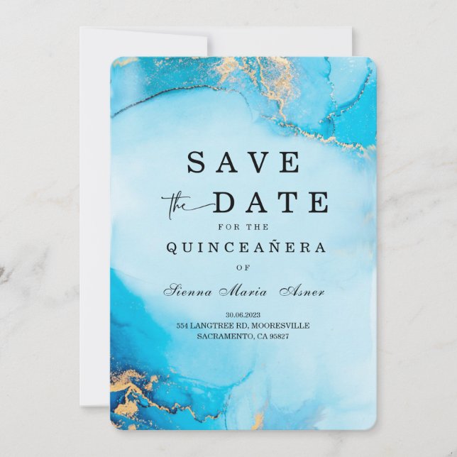 Invitation Idées de Save the Date pour Quinceanera (Devant)