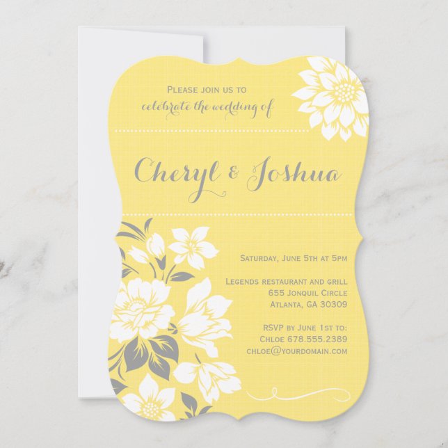 Invitation II-Jaune floral élégant (Devant)