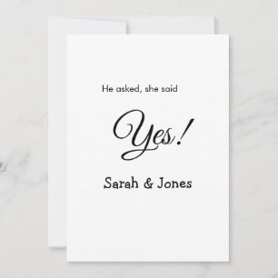 Invitation Il a demandé elle a dit oui engagement simple mini
