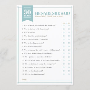 Invitation Il A Dit, Elle A Dit Partie Game (Entièrement pers