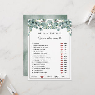 Invitation Il A Dit Qu'Elle A Dit Eucalyptus Fête des mariée