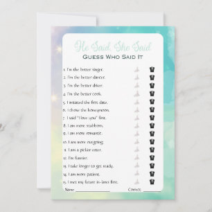 Invitation Il A Dit Qu'Elle A Dit Fête des mariées Game