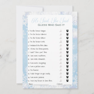 Invitation Il A Dit Qu'Elle A Dit Fête des mariées Game