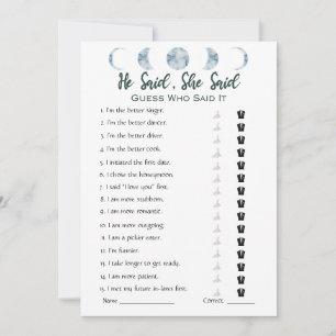 Invitation Il A Dit Qu'Elle A Dit Fête des mariées Game Invit