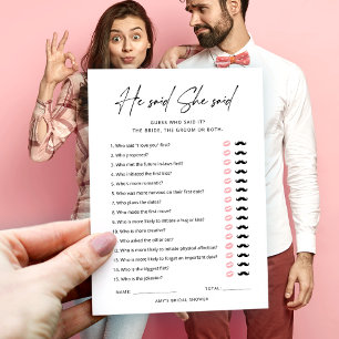 Invitation Il A Dit Qu'Elle A Dit Game Simple Fête des mariée