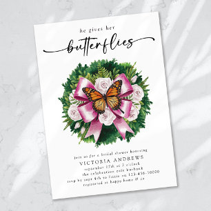 Invitation Il Donne Sa Fête des mariées Aux Papillons