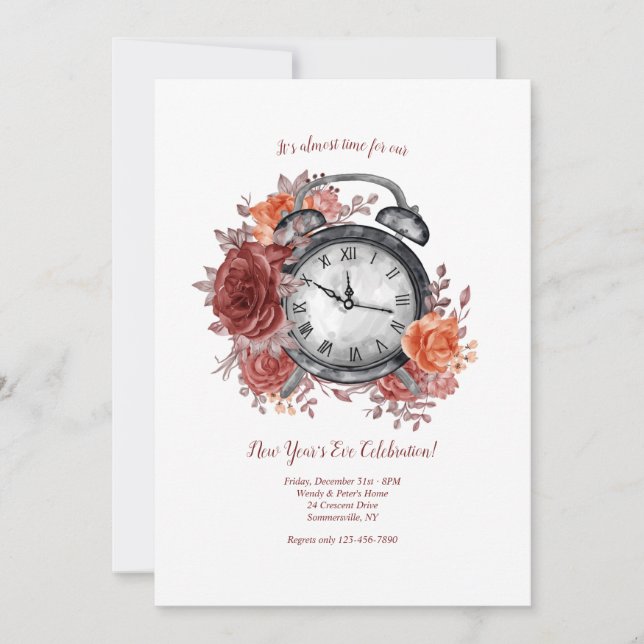 Invitation Il est presque temps de la veille du Nouvel An (Devant)