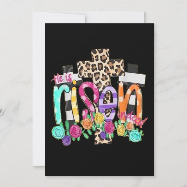 Invitation Il est ressuscité chrétien Pâques (Devant)