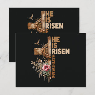 Invitation Il est ressuscité Jésus chrétien religieux Pâques