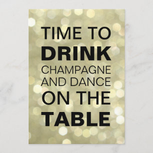 Invitation Il est temps de boire Champagne Gold 50e Anniversa