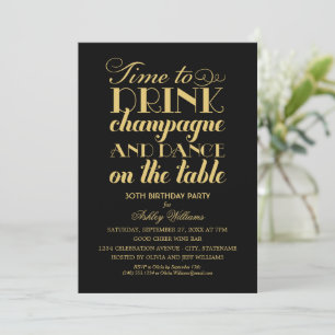 Invitation Il est temps de boire du Champagne Black Gold Anni