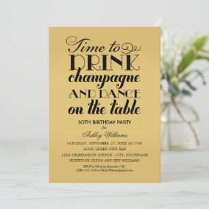 Invitation Il est temps de boire du Champagne Black Gold Anni