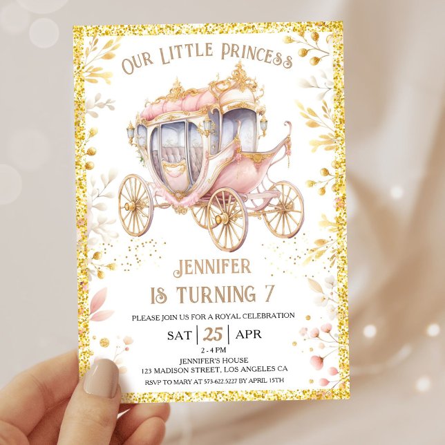 Invitation Il était une fois Carriage Princesse 7e anniversai (Créateur téléchargé)